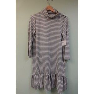 Kate Spade Long Sleeve Women's Dress Grey & White Stripped Size M New with Tag
